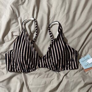 Shade & Shore Black and Tan Striped Bra